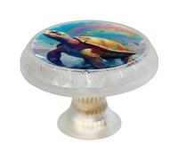 Eslifey Lot de 4 poignées de tiroir avec vis NO666 Motif tortue de mer arc-en-ciel Transparent