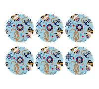 Eslifey Lot de 6 badges ronds de 5,6 cm avec épingle, motif ancre de chat pirate, boussole, pour loisirs créatifs, loisirs créatifs, projets scolaires