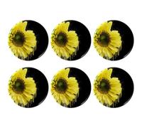 Eslifey Lot de 6 badges ronds de 5,6 cm avec épingle, motif tournesol noir pour loisirs créatifs, loisirs créatifs, projets scolaires