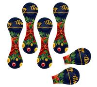 Eslifey Lot de 6 marque-pages magnétiques, boules de Noël avec nœud sur fond bleu, marque-page en cuir, accessoires de livre pour étudiants, enseignants, lecture