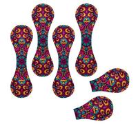Eslifey Lot de 6 marque-pages magnétiques, style tribal indien ethnique coloré avec motif mandala, fleurs, marque-page en cuir, accessoires de livre pour étudiants, enseignants, lecture