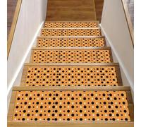 Eslifey Mesa De Trabajo Lot de 15 tapis d'escalier antidérapants pour marches en bois, 76,2 x 20,3 cm, motif à pois noirs et blancs, pour chiens, enfants, personnes âgées avec adhésif réutilisable
