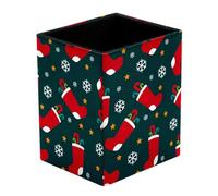 Eslifey Mesa De Trabajo Pot à crayons carré pour bureau, chaussettes de Noël rouges _ 1 pot à stylos, pot à stylos, pinceaux de maquillage, support d'affichage de bureau organisateur de papeterie pour