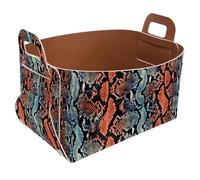 Eslifey Panier de rangement pliable - Petit panier de rangement pliable avec poignées pour étagères, chambre d'enfant, placard, rangement, buanderie - Motif animal serpent python - Taille S - 21,6 x