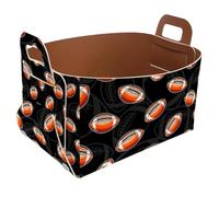Eslifey Petit panier de rangement pliable 21,6 x 14 x 13 cm - Panier pliable avec poignées pour étagères, chambre d'enfant, placard, rangement, buanderie - Ballon de football américain