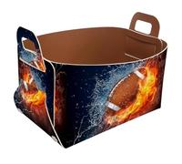 Eslifey Petit panier de rangement pliable 21,6 x 14 x 13 cm - Panier pliable avec poignées pour étagères, chambre d'enfant, placard, rangement, buanderie - Ballon de football américain