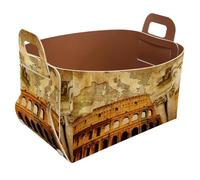 Eslifey Petit panier de rangement pliable 21,6 x 14 x 13 cm - Panier pliable avec poignées pour étagères, chambre d'enfant, placard, rangement, buanderie - Monument du Grand Empire romain