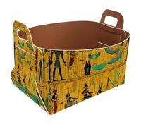Eslifey Petit panier de rangement pliable 21,6 x 14 x 13 cm - Panier pliable avec poignées pour étagères, chambre d'enfant, placard, rangement, buanderie - Divinités égyptiennes anciennes