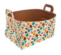 Eslifey Petit panier de rangement pliable de 21,6 x 14 x 13 cm - Panier pliable avec poignées pour étagères, chambre d'enfant, placard, rangement, buanderie - Forme de galet