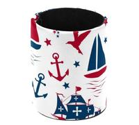 Eslifey Pot à crayons rond pour bureau, motif ancre et bateau Happy Columbus Day Pot à stylos Pot à crayons Support de pinceaux de maquillage Support d'affichage de bureau Organiseur de papeterie pour