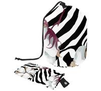 Eslifey Sac à cosmétiques avec cordon de serrage en forme de tonneau, sac de maquillage portable de voyage, coccinelle et fleurs, grande capacité, étanche, sac de toilette multifonctionnel,