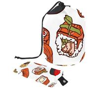 Eslifey Sac à cosmétiques avec cordon de serrage, sac de maquillage portable en forme de tonneau, mignon panda, cuisine, nettoyage, travail, shopping, illustration, grande capacité, étanche,