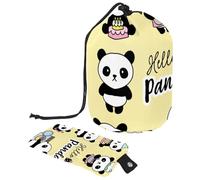 Eslifey Sac à cosmétiques avec cordon de serrage, sac de maquillage portable en forme de tonneau, mignon panda, cuisine, nettoyage, travail, shopping, illustration, grande capacité, étanche,