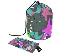 Eslifey Sac à cosmétiques avec cordon de serrage, sac de maquillage portable en forme de tonneau, mignon panda, cuisine, nettoyage, travail, shopping, illustration, grande capacité, étanche,