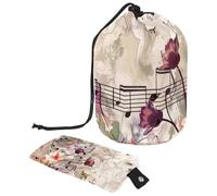 Eslifey Sac à cosmétiques avec cordon de serrage, sac de maquillage portable en forme de tonneau, musicale avec fleur mélodie, grande capacité, étanche et multifonctionnel, multicolore,