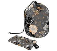Eslifey Sac à cosmétiques avec cordon de serrage, sac de maquillage portable en forme de tonneau, sac de maquillage de voyage avec flamant rose, anneau d'ancre, motif cœur, grande capacité, étanche,