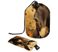 Eslifey Sac à cosmétiques avec cordon de serrage, sac de maquillage portable en forme de tonneau, sac de maquillage de voyage en forme de coccinelle, grande capacité, étanche, sac de toilette