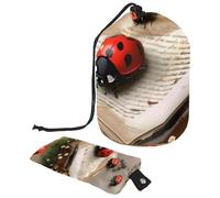 Eslifey Sac à cosmétiques avec cordon de serrage, sac de maquillage portable en forme de tonneau, sac de maquillage de voyage, sac de toilette en forme de coccinelle, petite marguerite, étanche,