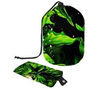 Eslifey Sac à cosmétiques avec cordon de serrage, sac de maquillage portable en forme de tonneau, trousse de toilette étanche et multifonctionnelle de grande capacité, motif fée et coccinelle,