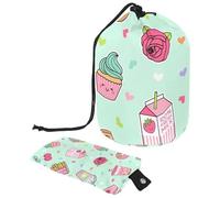 Eslifey Sac à cosmétiques avec cordon de serrage, sac de maquillage portable en forme de tonneau, trousse de toilette étanche et multifonctionnelle de grande capacité, aquarelle Ying Yang, Multicolore