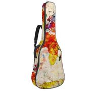 Eslifey Sac de guitare acoustique vintage avec bandoulière réglable Motif carte du monde Old Grunge 101 104 106 cm, multicolore 1, 42.9x16.9x4.7 in, Organiseur de sac
