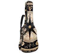 Eslifey Sac de transport pour guitare acoustique, boussole de mer avec motif floral, bandoulière réglable, 101,6 cm, 104,1 cm, 106,7 cm, multicolore, 42.9x16.9x4.7 in, Organiseur de sac