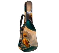 Eslifey Sac de transport pour guitare acoustique, motif dauphin de mer avec tournesols, bandoulière réglable, 101,6 cm, 104,1 cm, 106,7 cm, multicolore, 42.9x16.9x4.7 in, Organiseur de sac