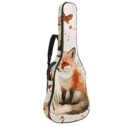 Eslifey Sac de transport pour guitare acoustique, motif renard et papillon, bandoulière réglable, 101,6 cm, 104,1 cm, 106,7 cm, multicolore, 42.9x16.9x4.7 in, Organiseur de sac