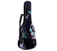 Eslifey Sac de transport pour guitare acoustique - Motif tête de mort et papillon - Sangle d'épaule réglable - 101,6 cm - 101,6 cm - 106,7 cm, multicolore, 42.9x16.9x4.7 in, Organiseur de sac