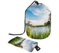 Eslifey Sacs cosmétiques de voyage, sac de maquillage, sacs de toilette multifonctionnels, sac seau rond organisateur poche de rangement, moulin à vent hollandais, multicolore, 9.9x6.9in/25.2x17.6cm