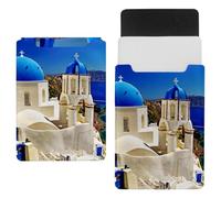 Eslifey Santorini Grèce Housse en cuir avec fermeture magnétique pour ordinateur portable 13" Motif paysage de la Grèce