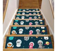 Eslifey Space Planets Lot de 15 tapis d'escalier d'intérieur antidérapants pour marches en bois, 76,2 x 20,3 cm, avec adhésif réutilisable