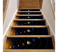Eslifey Stars and Parade of Planets Lot de 15 tapis d'escalier antidérapants pour marches en bois, 76,2 x 20,3 cm, pour chiens, enfants, personnes âgées avec adhésif réutilisable