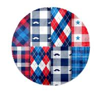 Eslifey Tapis à poils longs doux et moelleux pour salon, chambre à coucher, chambre d'enfant, motif tartan américain, moustache hipster, 80 cm, lavable