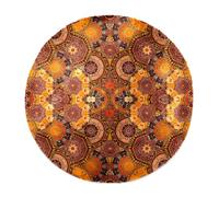 Eslifey Tapis à poils longs rond doux et moderne à poils longs Mandalas orange pour salon, chambre à coucher, 60 cm