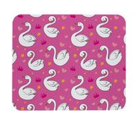 Eslifey Tapis de souris confortable Happy Swan Crown Heart Sar Fond Rose Fond Tapis de souris de bureau 21 x 25 cm Tapis de souris Base en caoutchouc antidérapant Améliore la vitesse et la précision