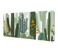 Eslifey Tapis de souris extra large, motif cactus sauvage, fleurs de la forêt, tapis de souris de bureau étendu avec base en caoutchouc antidérapant, protection de bureau pour joueur, bureau et maison