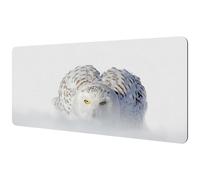 Eslifey Tapis de souris extra large, motif chouette enneigée, oiseau rare blanc, tapis de souris de bureau étendu avec base en caoutchouc antidérapant, tapis de protection pour joueur, bureau et