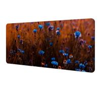 Eslifey Tapis de souris extra large, motif fleurs bleues, bourgeons flous avec base en caoutchouc antidérapant, protection de bureau pour joueur, bureau et maison, 40 x 89,5 cm