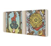 Eslifey Tapis de souris extra large, motif homme suspendu et roue de la fortune cartes de tarot, illustration étendue avec base en caoutchouc antidérapant, tapis de protection pour joueur, bureau et