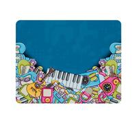 Eslifey Tapis de souris rectangulaire, illustration des instruments de musique et de griffonnage, tapis de souris de bureau étendu avec base en caoutchouc antidérapant, tapis de protection pour joueur