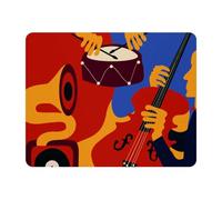 Eslifey Tapis de souris rectangulaire, instruments de musique jazz, violoncelle, tambour, gramophone coloré avec base en caoutchouc antidérapant, tapis de protection pour joueur, bureau et maison