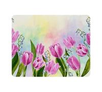Eslifey Tapis de souris rectangulaire, motif tulipe dessinée à la main avec base en caoutchouc antidérapant, protection de bureau pour joueur, bureau et maison, 27,9 x 22,9 cm