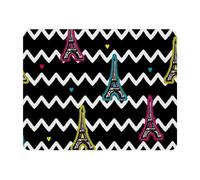 Eslifey Tapis de souris rectangulaire, tour Eiffel en zigzag avec base en caoutchouc antidérapant, tapis de protection pour joueur, bureau et maison, 27,9 x 22,9 cm