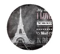 Eslifey Tapis rond extra large à poils longs pour salon, chambre à coucher, décoration d'intérieur, couloir, rencontre à Paris Tour Eiffel 160 cm