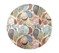 Eslifey Tapis rond extra large à poils longs pour salon, chambre à coucher, décoration d'intérieur, couloir, 160 cm, motif éthique