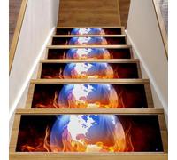 Eslifey the Burning Earth Lot de 15 tapis d'escalier antidérapants pour marches en bois, 76,2 x 20,3 cm, tapis d'escalier d'intérieur pour chiens, enfants, personnes âgées avec adhésif réutilisable