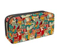 Eslifey Trousse à crayons, instruments de musique jazz, violoncelle tambour, gramophone, motif coloré, grande capacité, trousse à crayons, Multicolore 7., 2.3x8.2x3.9in/6x21x10cm, Trousse de beauté