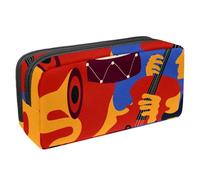 Eslifey Trousse à crayons, instruments de musique jazz, violoncelle tambour, gramophone, motif coloré, grande capacité, trousse à crayons, multicolore 1, 2.3x8.2x3.9in/6x21x10cm, Trousse de beauté