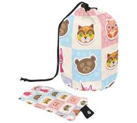 Eslifey Trousse de maquillage de voyage - Multifonctionnel - Sac de toilette rond - Poche de rangement - Animaux amusants - Hibou, raton laveur, licorne, vache, ours, chat, multicolore 1,